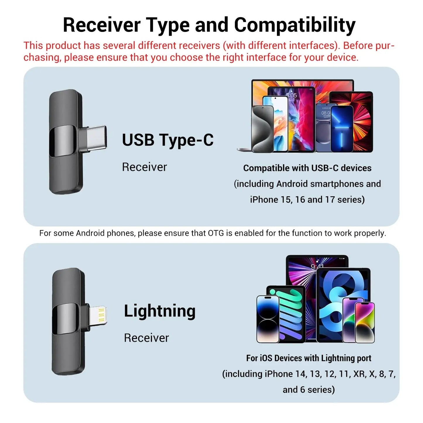 Professional wireless Audio Mic - Clip-On, Battery-Powered, Receiver Included, Recharge, Compact Plug-And-Play USB Lapel Mic for Iphone & Android.
