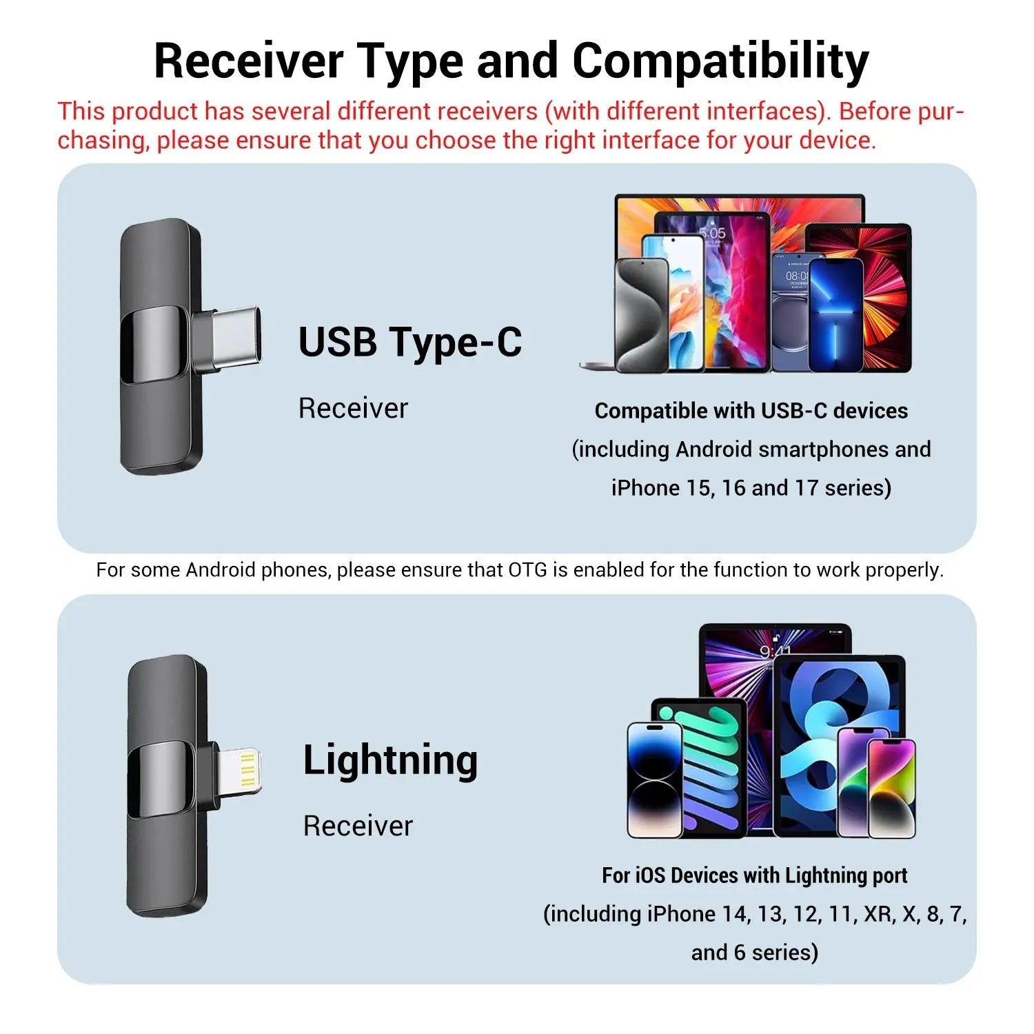 Professional wireless Audio Mic - Clip-On, Battery-Powered, Receiver Included, Recharge, Compact Plug-And-Play USB Lapel Mic for Iphone & Android.