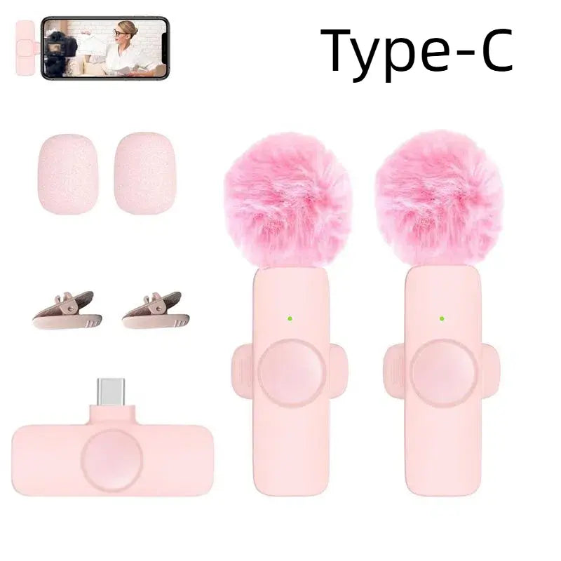 Professional wireless Audio Mic - Clip-On, Battery-Powered, Receiver Included, Recharge, Compact Plug-And-Play USB Lapel Mic for Iphone & Android.