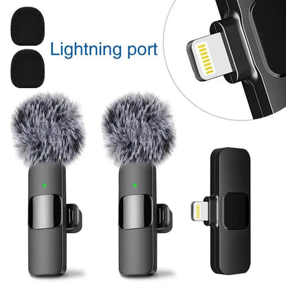 Professional wireless Audio Mic - Clip-On, Battery-Powered, Receiver Included, Recharge, Compact Plug-And-Play USB Lapel Mic for Iphone & Android.